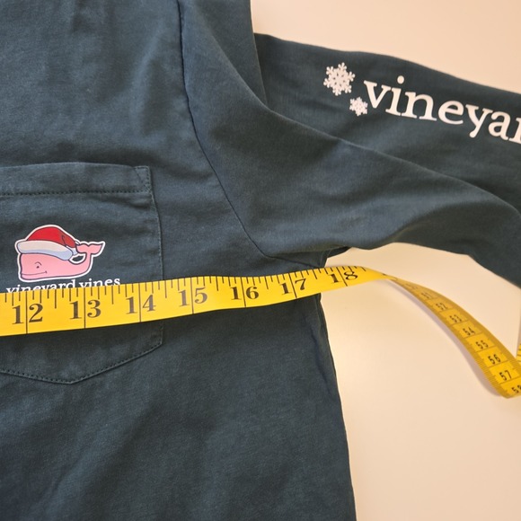 Vineyard Vines Santa whale hat long sleeve green Christmas tee Boys L 16 Holiday - Picture 6 of 7